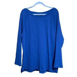 Lauren Ralph Lauren Womens Plus Size 2X Blue Cotton Stretch Tunic Top Blouse